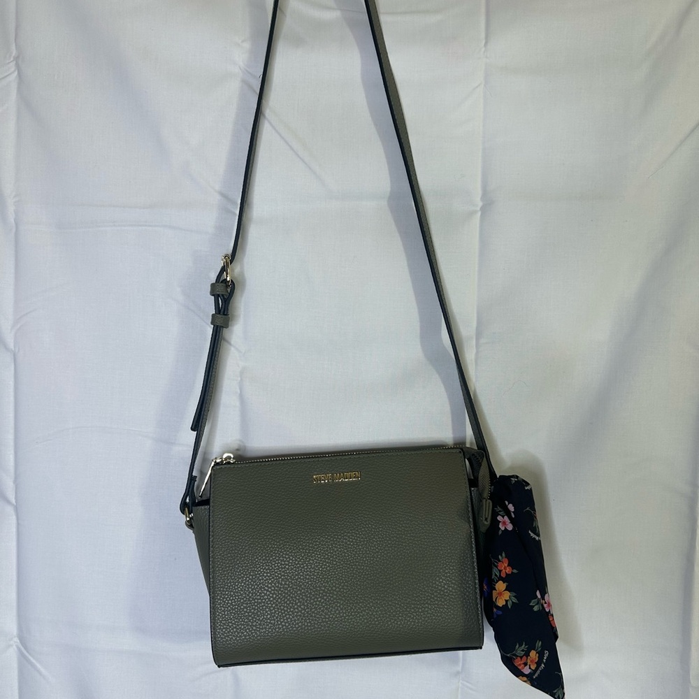 Steve Madden Olive Crossbody Bag with Floral Scarf